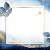 Leafy golden square frame vector