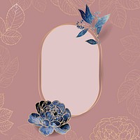 Blank pink oval floral card vector