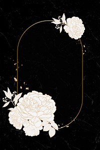 Oval floral golden frame vector