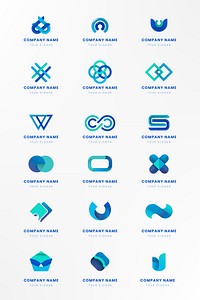 Blue logo branding design vector set