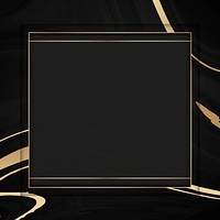 Square gold frame psd with black fluid background