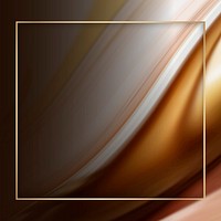 Square gold frame on brown fluid patterned background vector