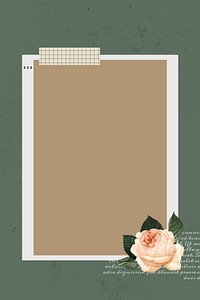 Blank collage photo frame template on green background vector