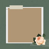 Blank collage photo frame template on green background vector