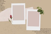 Blank collage photo frame template on beige background vector