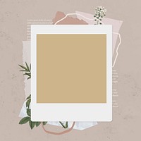 Blank collage photo frame template on beige background vector