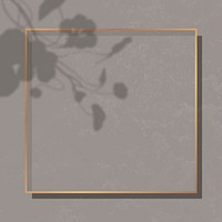 Square gold frame on leaf shadowed brown marble background vector