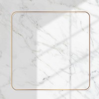 Square gold frame with window shadow on white marble background vector