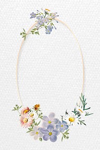 Blank floral oval frame vector