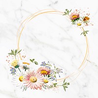 Blank floral round frame vector