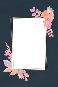 Blank floral rectangle frame vector