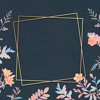 Blank floral golden square frame vector