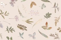 Foliage pattern on beige background vector