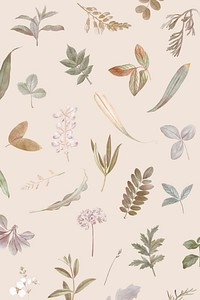 Foliage pattern on beige background vector