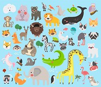 Illustration drawing style set of wildlife