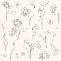 Hand drawn flower patterned background vector