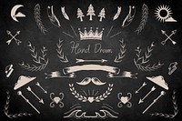 Hand drawn vintage element vector set