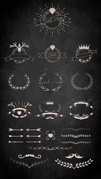 Hand drawn vintage element vector set