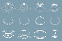 Hand drawn laurel wreath element vector set