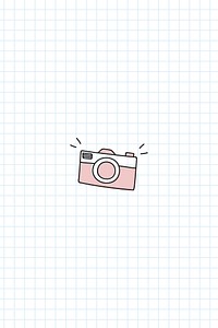 Hand drawn camera on white grid paper background vector