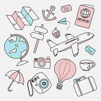 Hand drawn travel element vector set