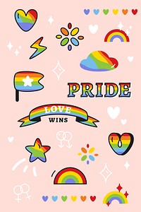 Support LGBTQ pride element vector set