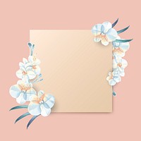 Square beige flower frame vector