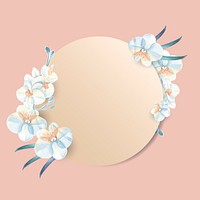 Round beige flower frame vector