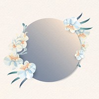 Round blue flower frame vector