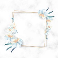 Square gold flower frame vector