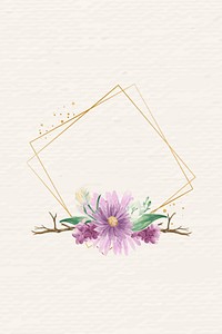 Rhombus gold flower frame vector