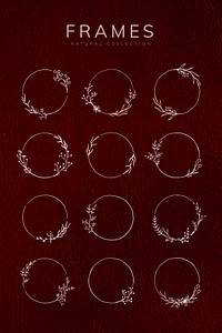 Round floral frame element vector set