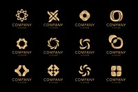 Golden company logo collection vector