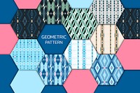 Colorful seamless geometric patterned patchwork set vector