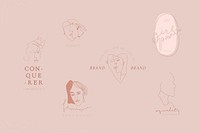 Feminine girl power branding vector collection