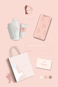 Pink feminine branding design vector