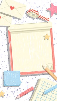 Blank scrapbook on a confetti background mobile phone wallpaper vector