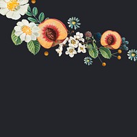 Hand drawn psd floral black background with design space vintage illustration