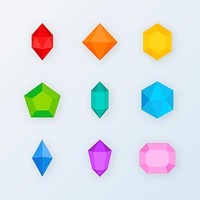 Colorful crystal stone vector collection