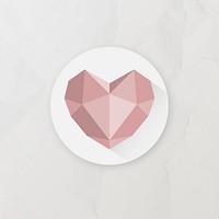 Pink crystal heart badge vector