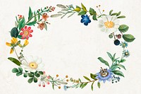 Vintage botanical wreath psd frame hand drawn illustration
