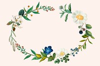 Vintage floral wreath frame psd hand drawn illustration