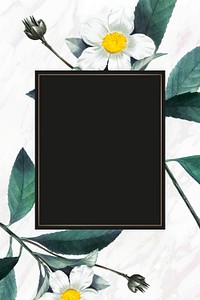 White flower frame psd vintage illustration