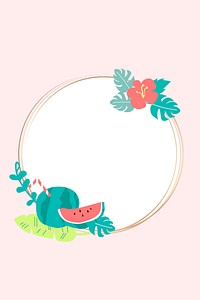 Round summer watermelon frame vector