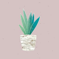 Watercolor succulent potted plant