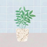 Watercolor tropical potted plant