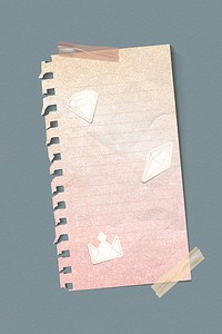 Crumpled glittery pink note paper template vector