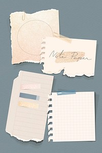 Glittery earth tone note paper template vector set