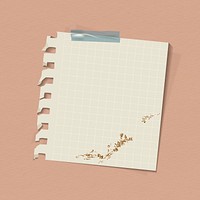 Ripped beige grid note paper template vector