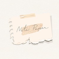 Ripped beige note paper template vector